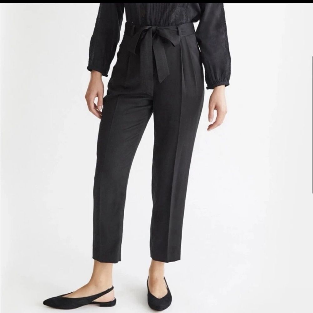 Vetta Capsule Peg High Waist Black Belted Cropped Stretch Pants Size 12
